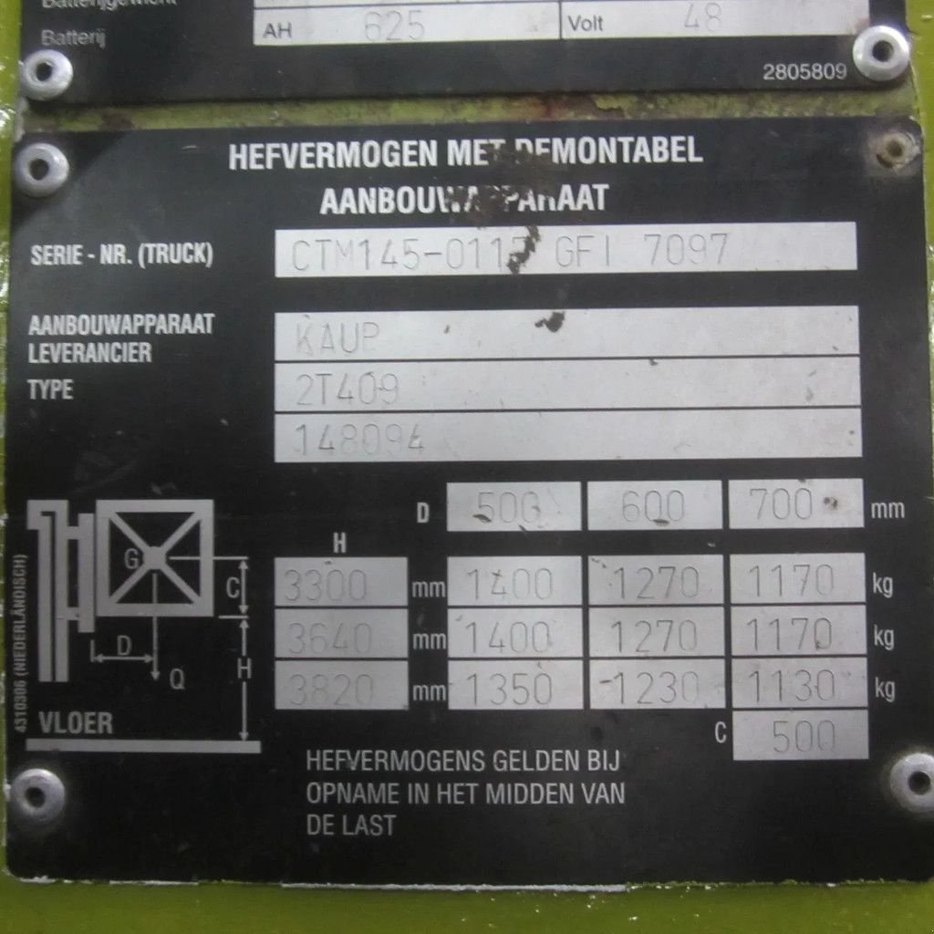 Frontstapler des Typs Clark CTM20, elektrisch, side shift, duplomast, dubbele palletdrager., Gebrauchtmaschine in Tubbergen (Bild 9)