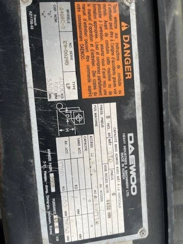 Frontstapler des Typs Daewoo G40SC-2, Gebrauchtmaschine in Antwerpen (Bild 11)