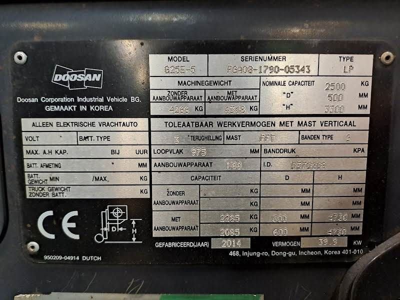 Frontstapler Türe ait Doosan G25E-5, Gebrauchtmaschine içinde Waregem (resim 8)