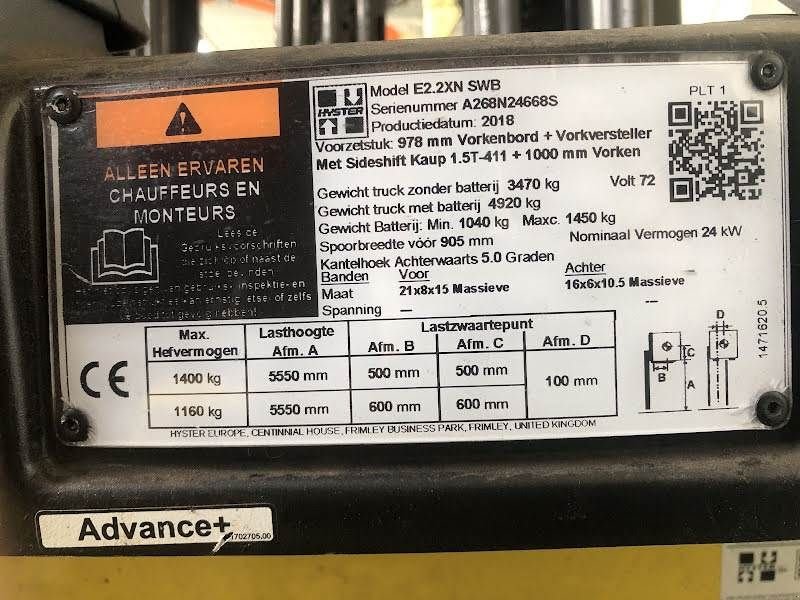 Frontstapler of the type Hyster E2.2XN, Gebrauchtmaschine in Aalst (Picture 8)