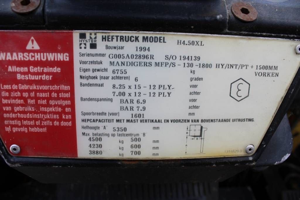 Frontstapler tip Hyster H 4.50 XL, Gebrauchtmaschine in Rucphen (Poză 7)