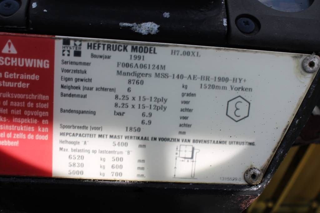 Frontstapler a típus Hyster H 7.00 XL, Gebrauchtmaschine ekkor: Rucphen (Kép 5)