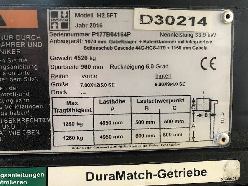 Frontstapler Türe ait Hyster H2.5FT, Gebrauchtmaschine içinde Aalst (resim 8)