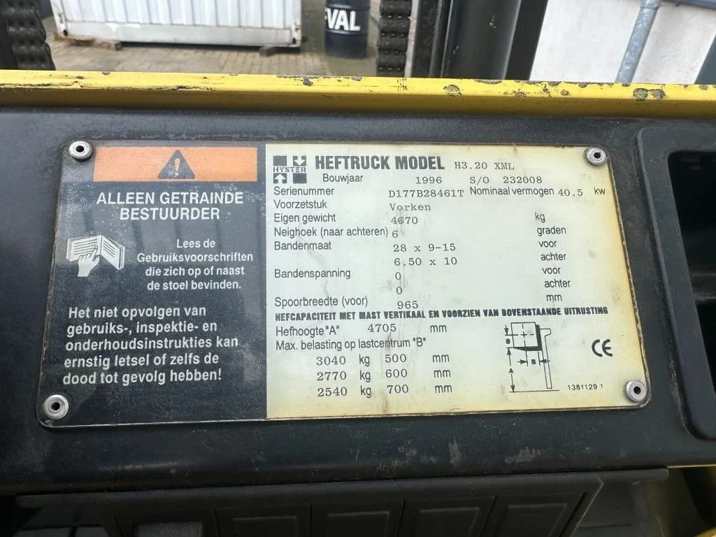 Frontstapler tip Hyster H3.20 XML 3.2 ton Duplex Diesel heftruck 470 cm Hefhoogte, Gebrauchtmaschine in VEEN (Poză 4)