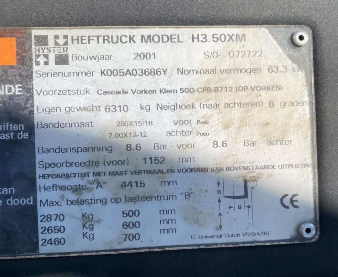 Frontstapler of the type Hyster H3.50XM, Gebrauchtmaschine in Eursinge (Picture 8)