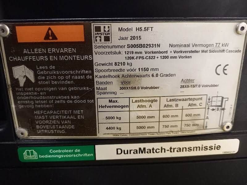 Frontstapler tip Hyster H5.5FT, Gebrauchtmaschine in Waregem (Poză 9)