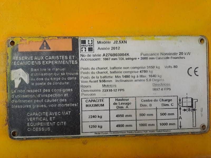 Frontstapler tip Hyster J2.5XN, Gebrauchtmaschine in Waregem (Poză 9)