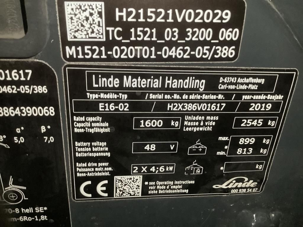 Frontstapler Türe ait Linde 386 E16-ION, Gebrauchtmaschine içinde Marrum (resim 3)