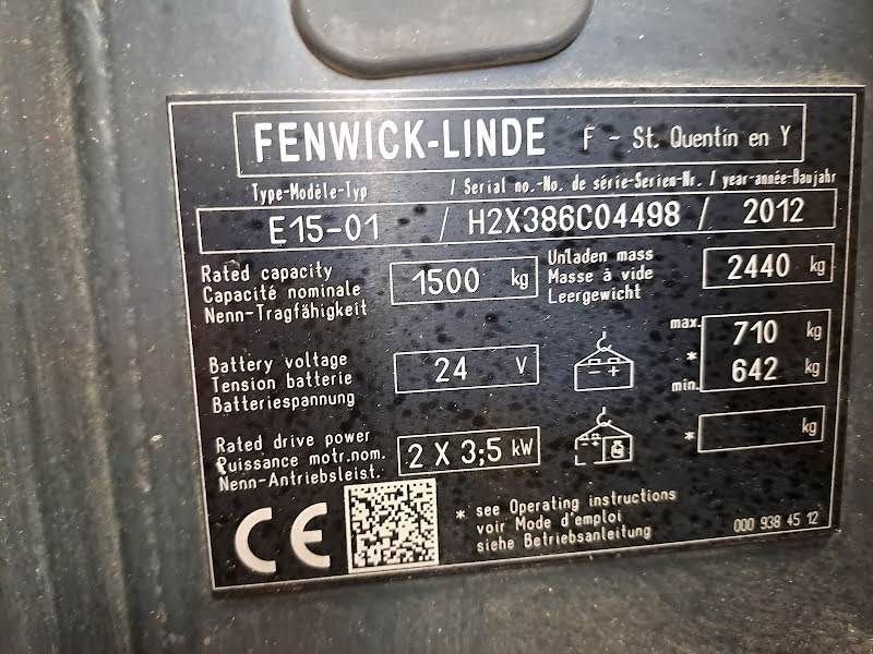 Frontstapler du type Linde E15-01, Gebrauchtmaschine en Waregem (Photo 8)