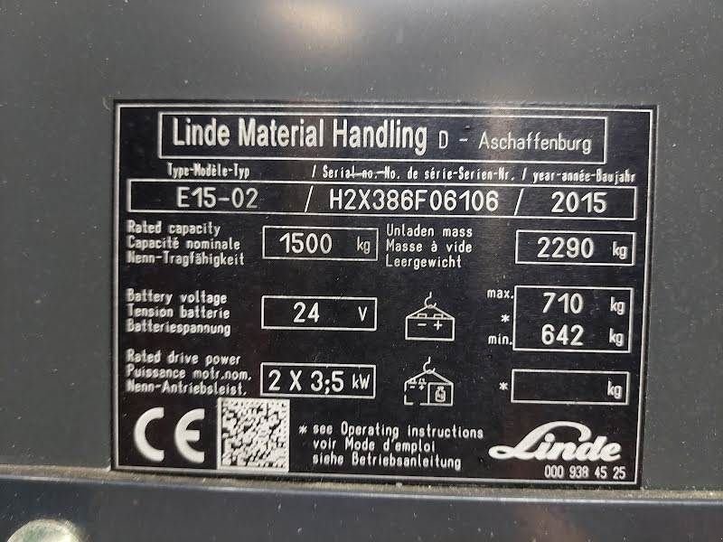 Frontstapler типа Linde E15-02, Gebrauchtmaschine в Waregem (Фотография 7)