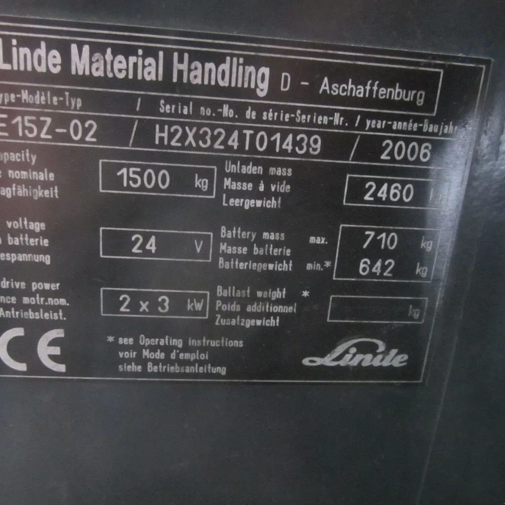 Frontstapler a típus Linde E15, heftruck elektrisch, triplomast, side shift., Gebrauchtmaschine ekkor: Tubbergen (Kép 11)