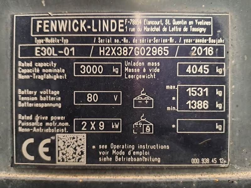 Frontstapler des Typs Linde E30L-01, Gebrauchtmaschine in Waregem (Bild 8)