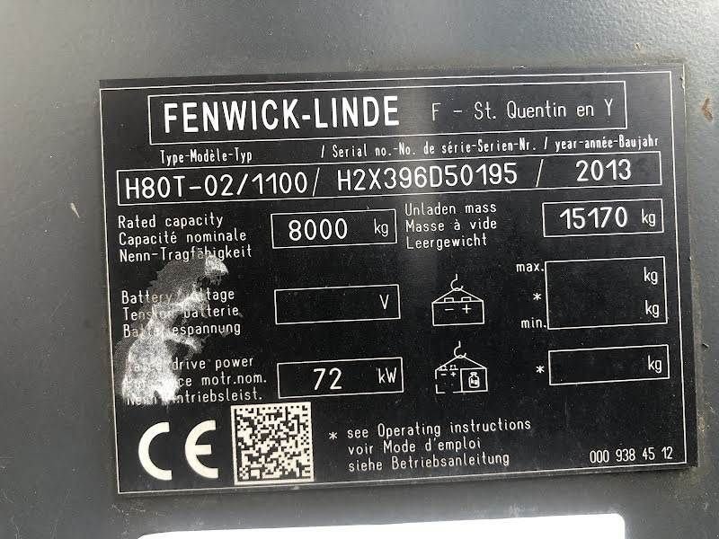 Frontstapler tip Linde H80/1100T, Gebrauchtmaschine in Aalst (Poză 10)