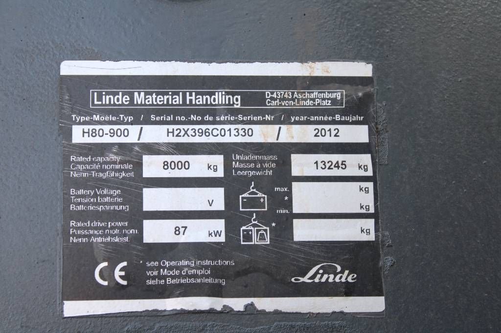 Frontstapler typu Linde H80-900, Gebrauchtmaschine w Rucphen (Zdjęcie 7)