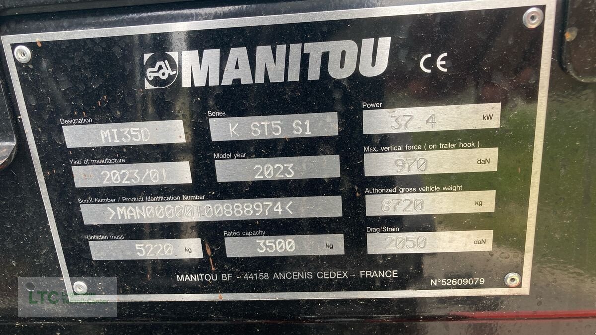 Frontstapler Türe ait Manitou MI 35 D, Vorführmaschine içinde Eggendorf (resim 13)