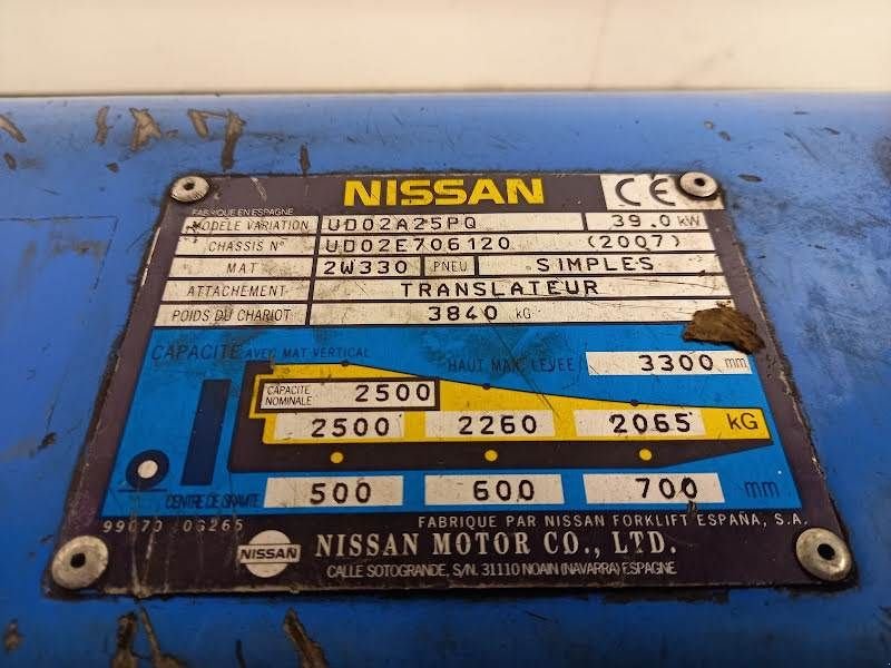 Frontstapler del tipo Nissan UD02A25PQ, Gebrauchtmaschine en Waregem (Imagen 10)