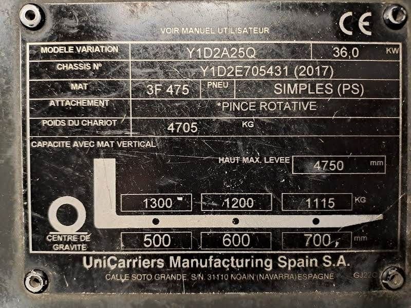 Frontstapler des Typs Nissan Y1D2A25Q, Gebrauchtmaschine in Waregem (Bild 8)