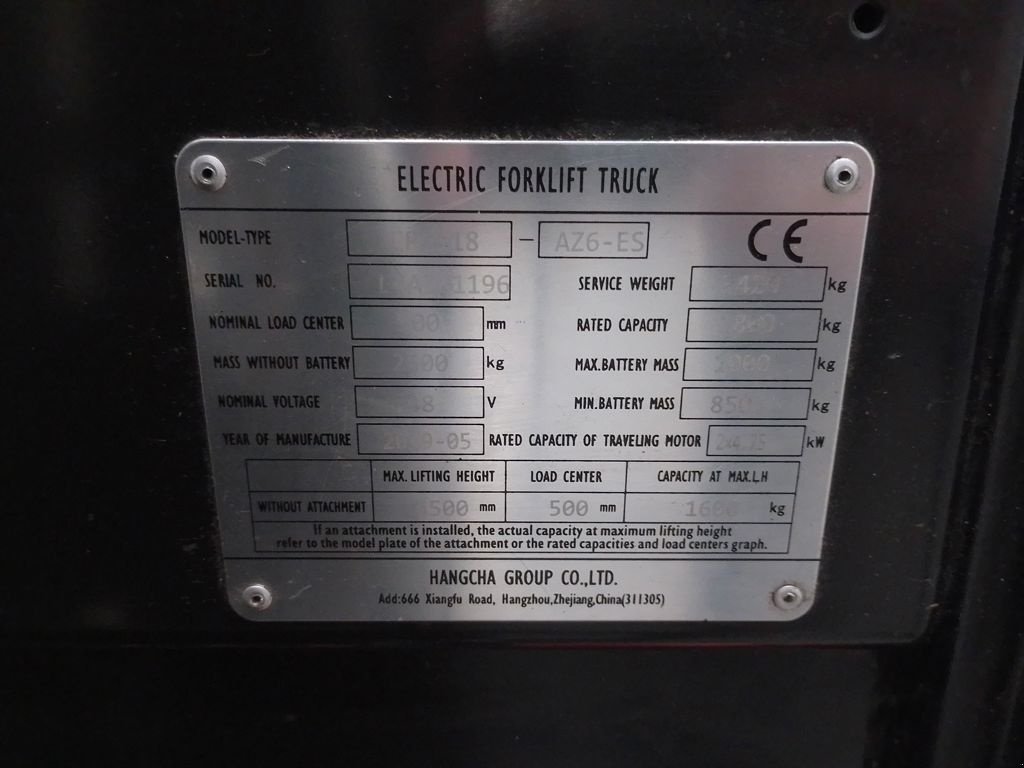 Frontstapler tip Sonstige Hangcha CPDS18, Gebrauchtmaschine in Barneveld (Poză 5)