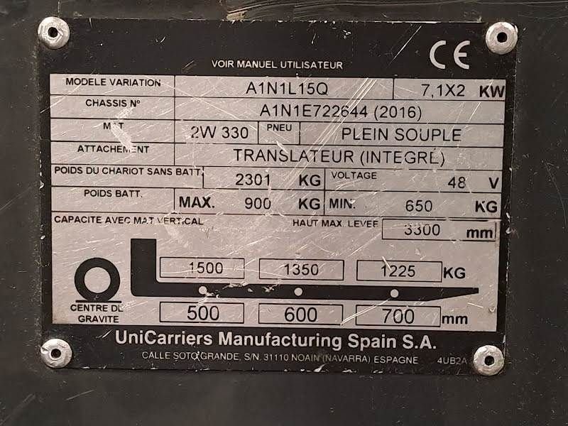 Frontstapler of the type Sonstige UniCarriers A1N1L15Q, Gebrauchtmaschine in Waregem (Picture 11)