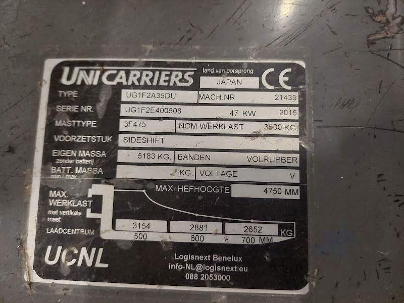 Frontstapler typu Sonstige UniCarriers UG1F2A35DU, Gebrauchtmaschine v Waregem (Obrázok 7)