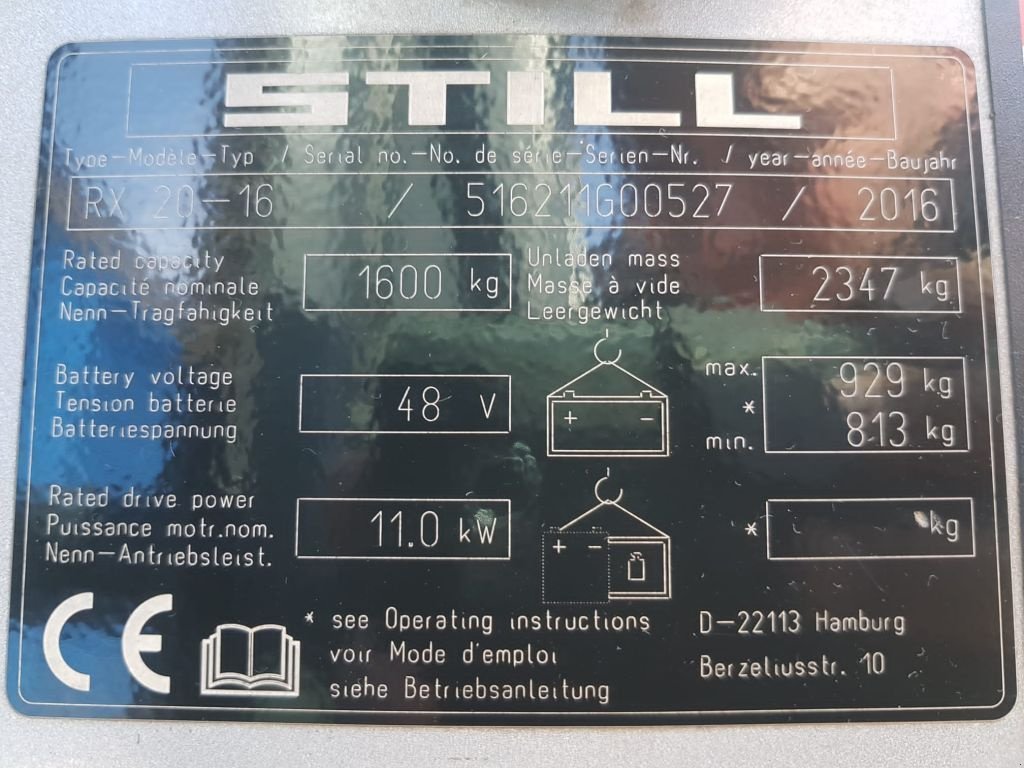 Frontstapler a típus Still RX 20-16 1.6 ton Triplex Freelift Sideshift Elektra Heftruck, Gebrauchtmaschine ekkor: VEEN (Kép 3)