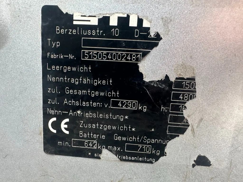 Frontstapler Türe ait Still RX 50-15 Triplex Freelift Sideshift Elektra Heftruck 1.5 ton Acc, Gebrauchtmaschine içinde VEEN (resim 9)