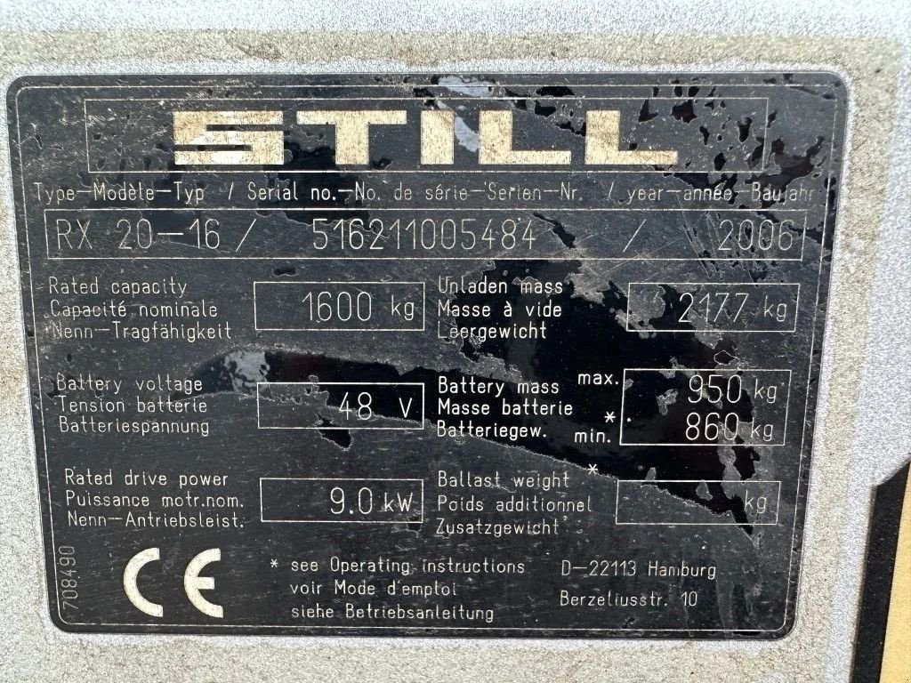 Frontstapler za tip Still RX20-16 1.6 ton Triplex Freelift Elektra Heftruck accu 2014, Gebrauchtmaschine u VEEN (Slika 3)