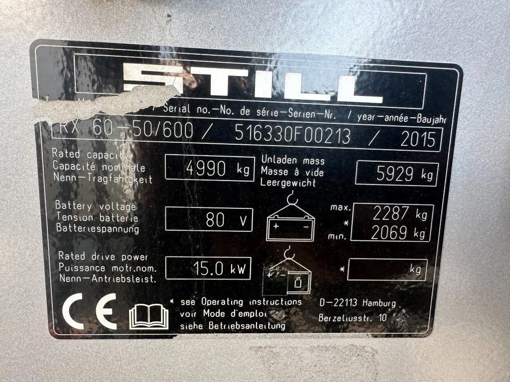 Frontstapler of the type Still RX60-50 / 600 Duplex Sideshift Positioner 5 ton Elektra Heftruck, Gebrauchtmaschine in VEEN (Picture 3)