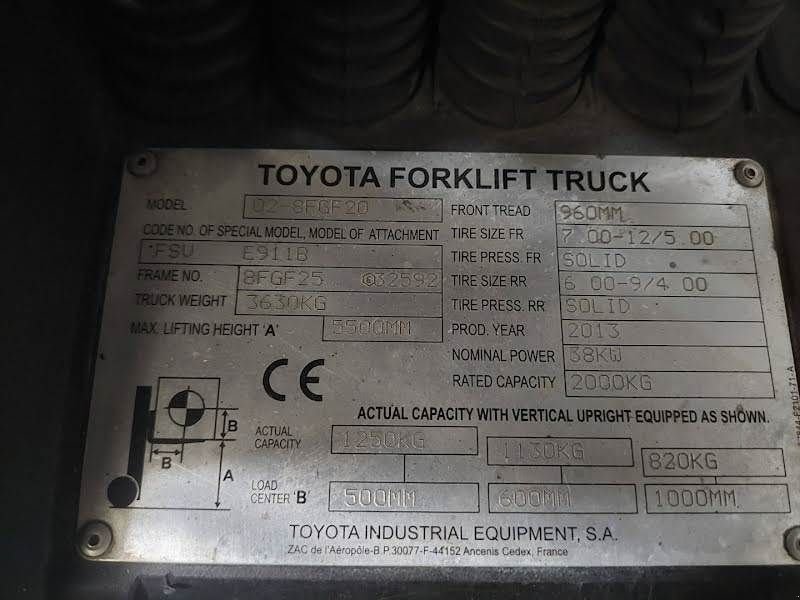 Frontstapler a típus Toyota 02-8FGF20, Gebrauchtmaschine ekkor: Waregem (Kép 10)