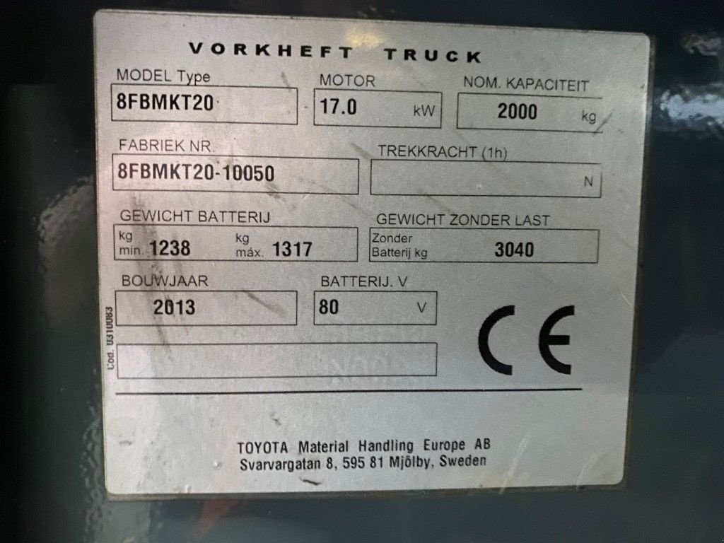 Frontstapler of the type Toyota 2 ton Traigo 20 Duplex Sideshift Elektra Heftruck, Gebrauchtmaschine in VEEN (Picture 5)