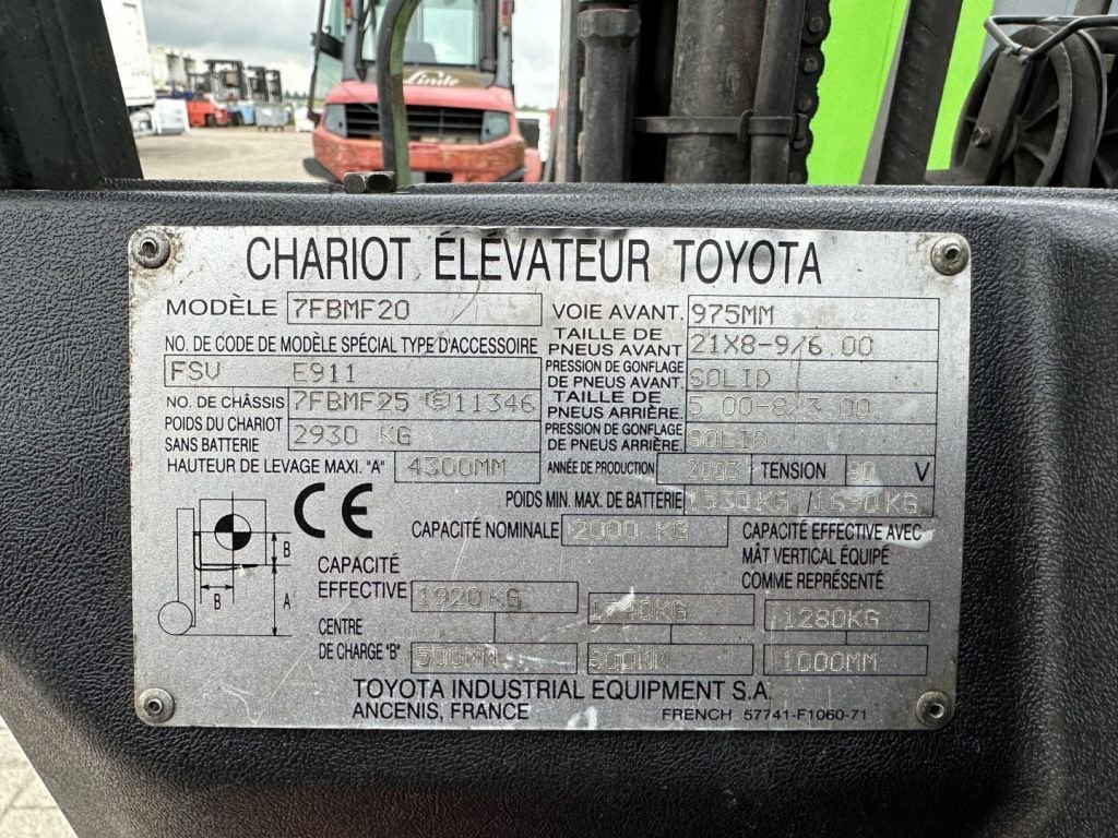 Frontstapler del tipo Toyota 7FBMF20 2 ton Triplex Freelift Sideshift Elektra Heftruck, Gebrauchtmaschine en VEEN (Imagen 4)