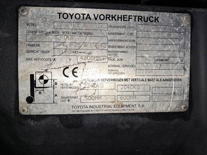 Frontstapler typu Toyota 7FBMF25, Gebrauchtmaschine w Waregem (Zdjęcie 7)