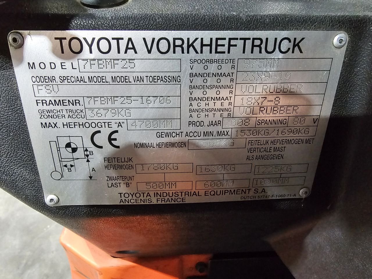 Frontstapler типа Toyota 7FBMF25, Gebrauchtmaschine в Brakel (Фотография 5)