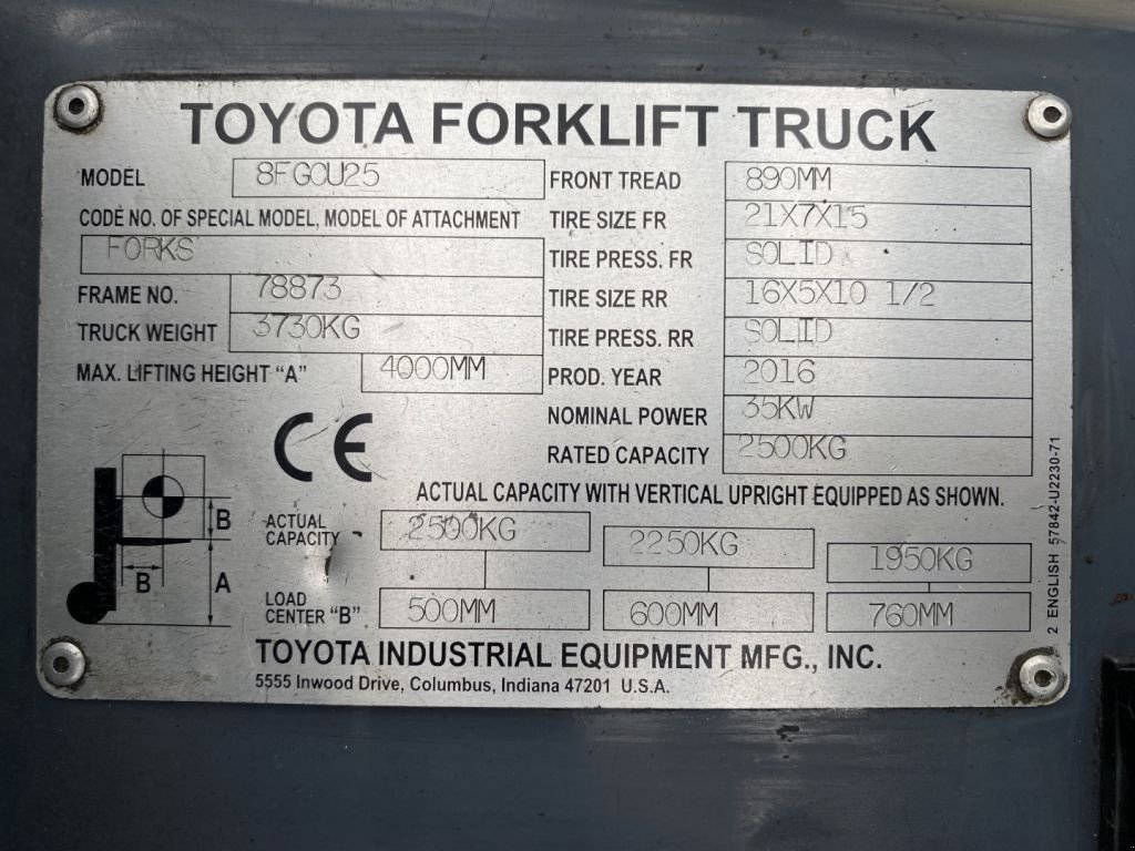 Frontstapler del tipo Toyota 8FGCU25 2.5 ton Duplex Sideshift LPG Heftruck, Gebrauchtmaschine en VEEN (Imagen 10)