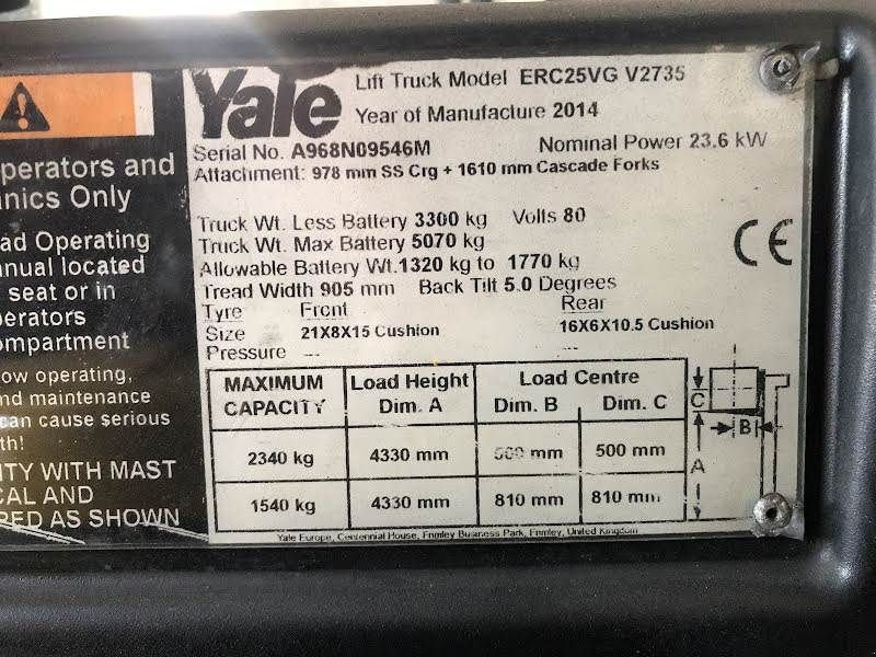 Frontstapler del tipo Yale ERC25VG MWB, Gebrauchtmaschine In Aalst (Immagine 9)