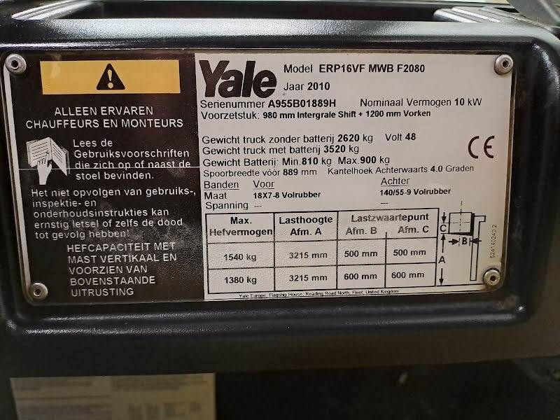 Frontstapler tipa Yale ERP16VF, Gebrauchtmaschine u Waregem (Slika 7)