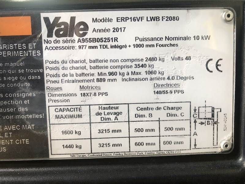 Frontstapler typu Yale ERP16VF, Gebrauchtmaschine v Aalst (Obrázok 7)