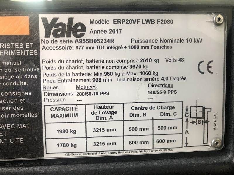 Frontstapler типа Yale ERP20VF, Gebrauchtmaschine в Aalst (Фотография 9)