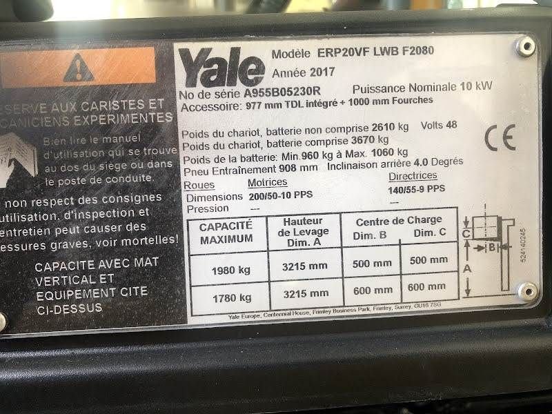 Frontstapler typu Yale ERP20VF, Gebrauchtmaschine v Aalst (Obrázek 8)