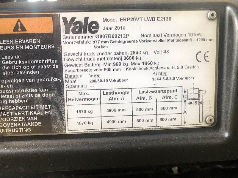 Frontstapler des Typs Yale ERP20VT, Gebrauchtmaschine in Aalst (Bild 4)