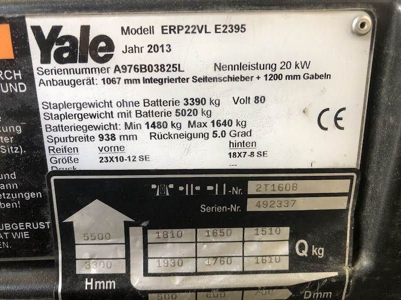 Frontstapler tip Yale ERP22VL, Gebrauchtmaschine in Aalst (Poză 9)