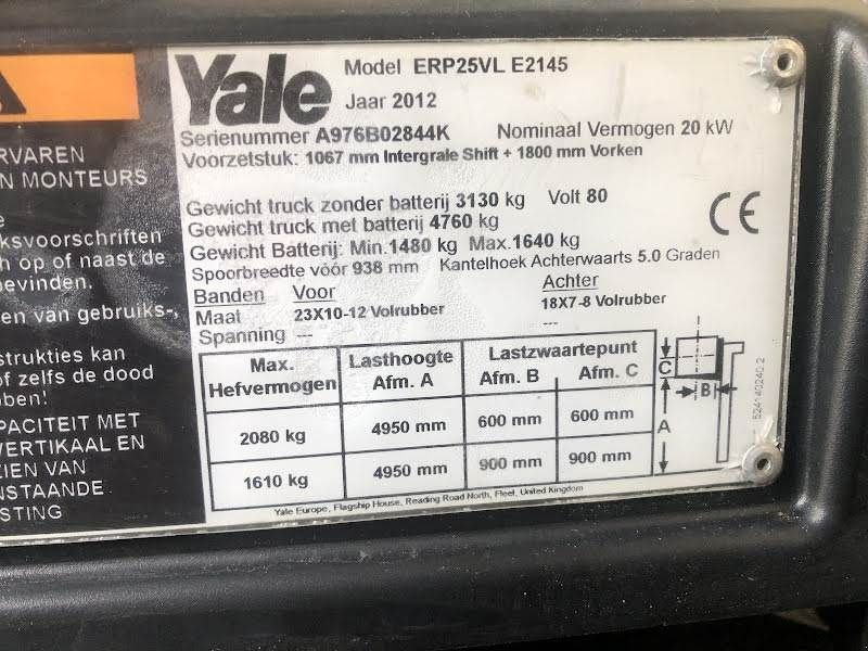 Frontstapler Türe ait Yale ERP25VL, Gebrauchtmaschine içinde Aalst (resim 8)