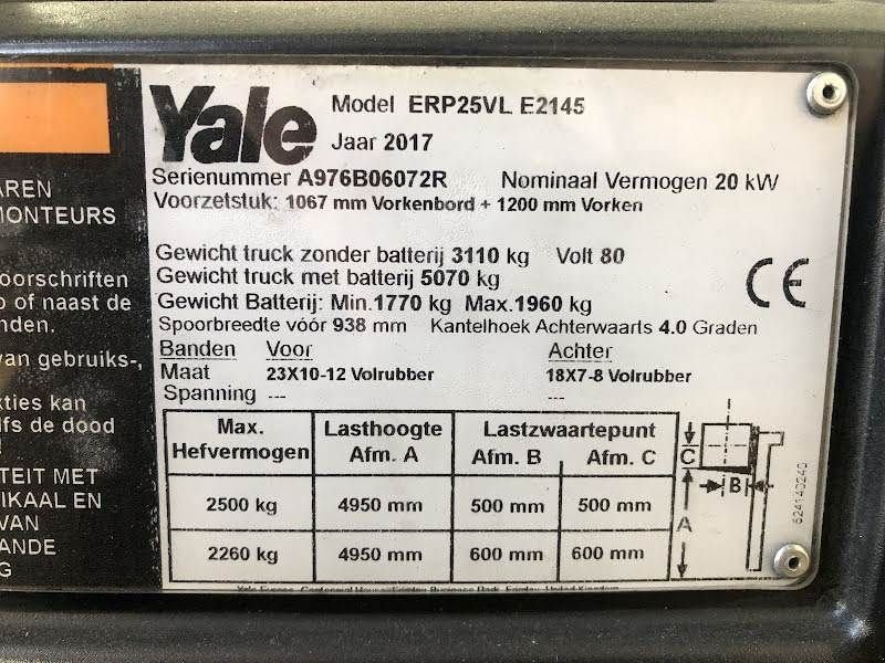 Frontstapler of the type Yale ERP25VL, Gebrauchtmaschine in Aalst (Picture 7)