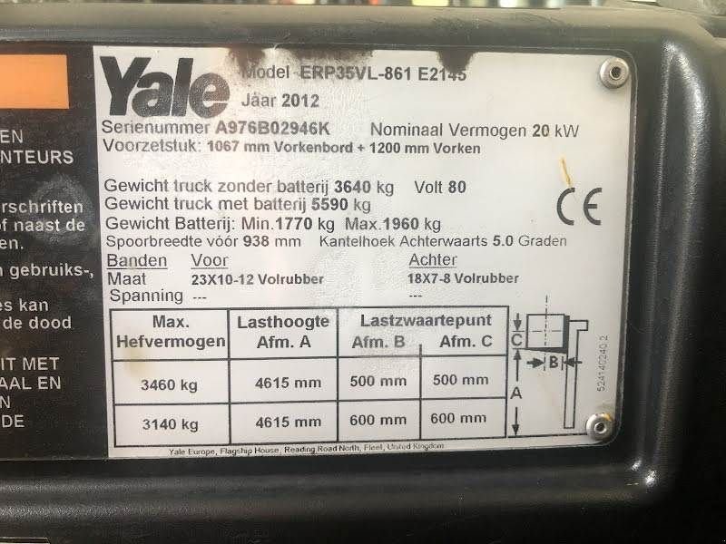 Frontstapler Türe ait Yale ERP35VL, Gebrauchtmaschine içinde Aalst (resim 8)