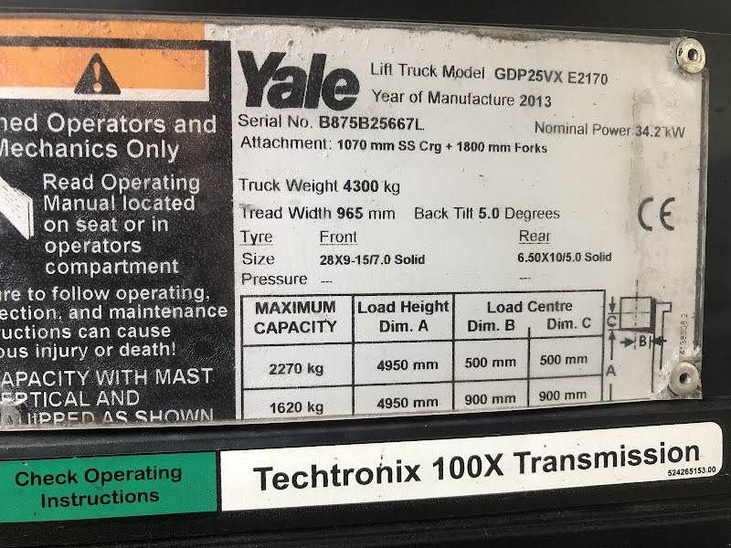 Frontstapler Türe ait Yale GDP25VX, Gebrauchtmaschine içinde Aalst (resim 9)