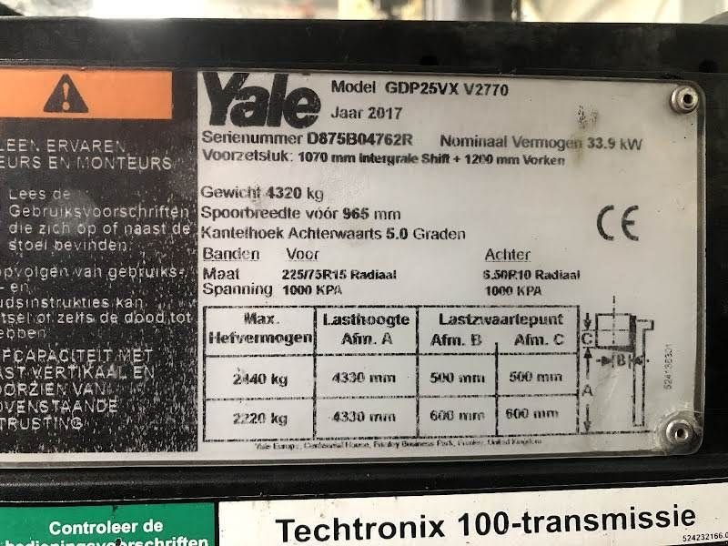 Frontstapler a típus Yale GDP25VX, Gebrauchtmaschine ekkor: Aalst (Kép 8)