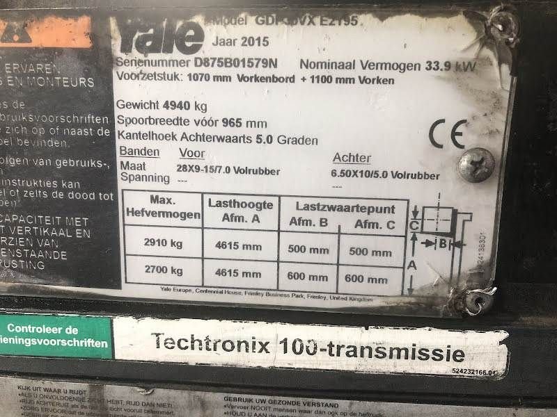 Frontstapler des Typs Yale GDP30VX, Gebrauchtmaschine in Aalst (Bild 8)