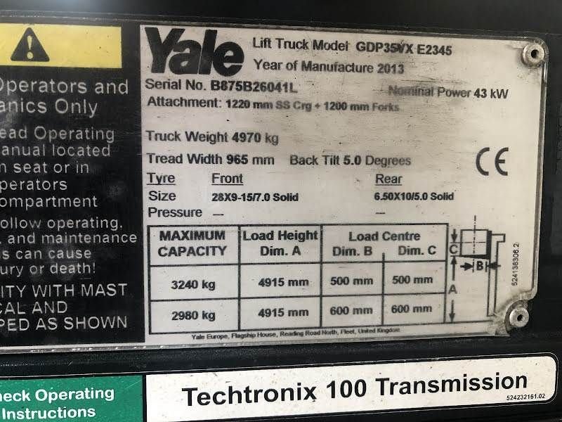 Frontstapler типа Yale GDP35VX, Gebrauchtmaschine в Aalst (Фотография 7)