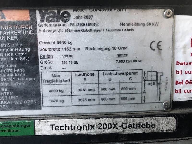 Frontstapler del tipo Yale GDP40VX5, Gebrauchtmaschine In Aalst (Immagine 7)