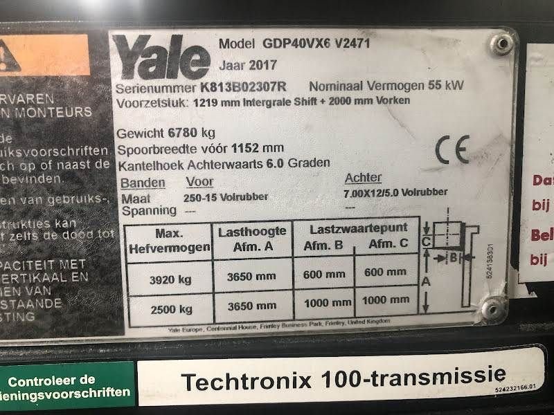 Frontstapler типа Yale GDP40VX6, Gebrauchtmaschine в Aalst (Фотография 7)